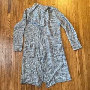 Gray Hooded Duster Cardigan